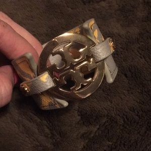 Tory Burch leather and gold bracelet